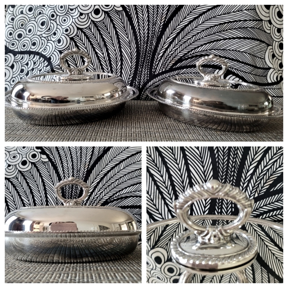 VINTAGE Silver serving dish /with ovenware INSERT